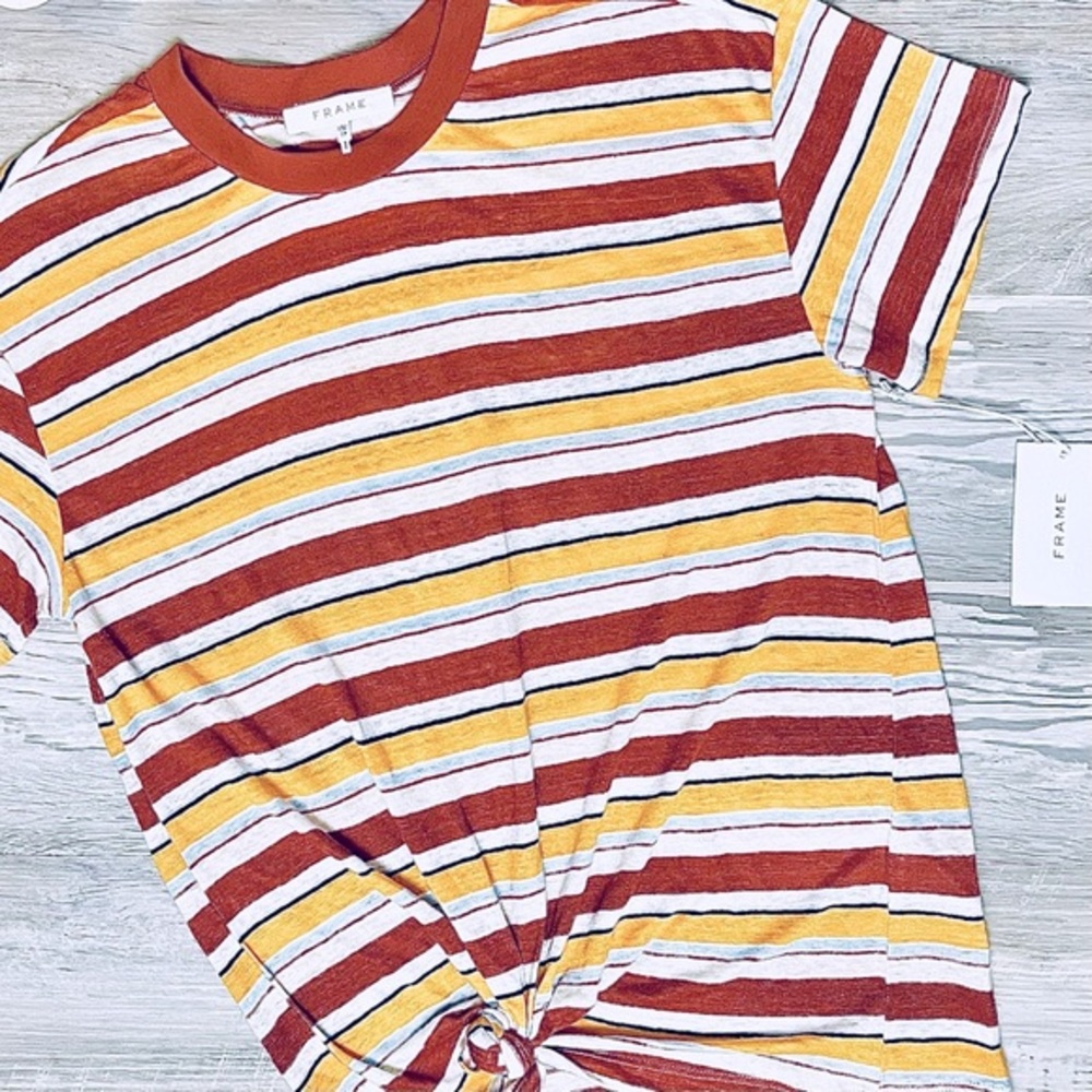 FRAME Wear Thin Striped Tee Sunrise Multi - Picture 15 of 16